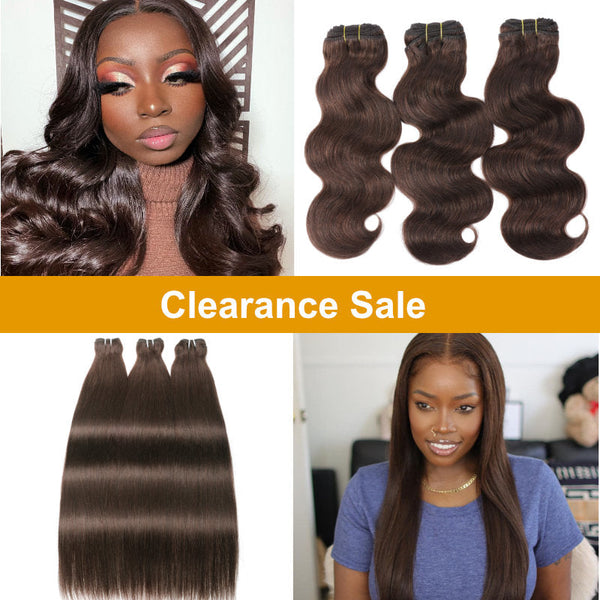 Flash Sale Sunber Chocolate Brown Body Wave Hair Bundles #4 Straight Human Hair Weave 3 Pcs For Clearance Sale
