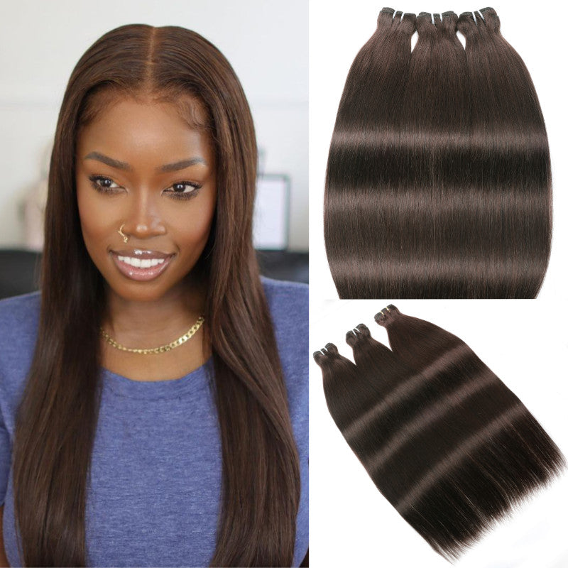 Flash Sale Sunber Chocolate Brown Hair Bundles #4 Straight Human Hair Weave 3 Pcs For Clearance Sale-model