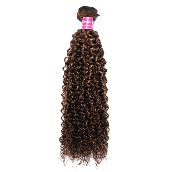 Sunber Honey Blonde Brown Curly 1 Bundle Ombre Highlight Human Hair Weave