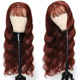 Sunber Body Wave Reddish Brown 13x4 Lace Front Wigs And  Human Hair With Bangs