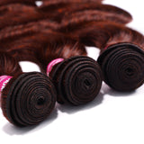 Sunber Hair Reddish Brown Body Wave 3 Bundles Human Hair Weave