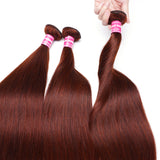 Sunber Hair Reddish Brown Straight 3 Bundles Human Hair Weave