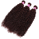 Sunber Hair Reddish Brown Jerry Curly 3 Bundles Human Hair Weave