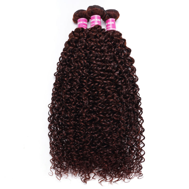 Sunber Hair Reddish Brown Jerry Curly 3 Bundles Human Hair Weave