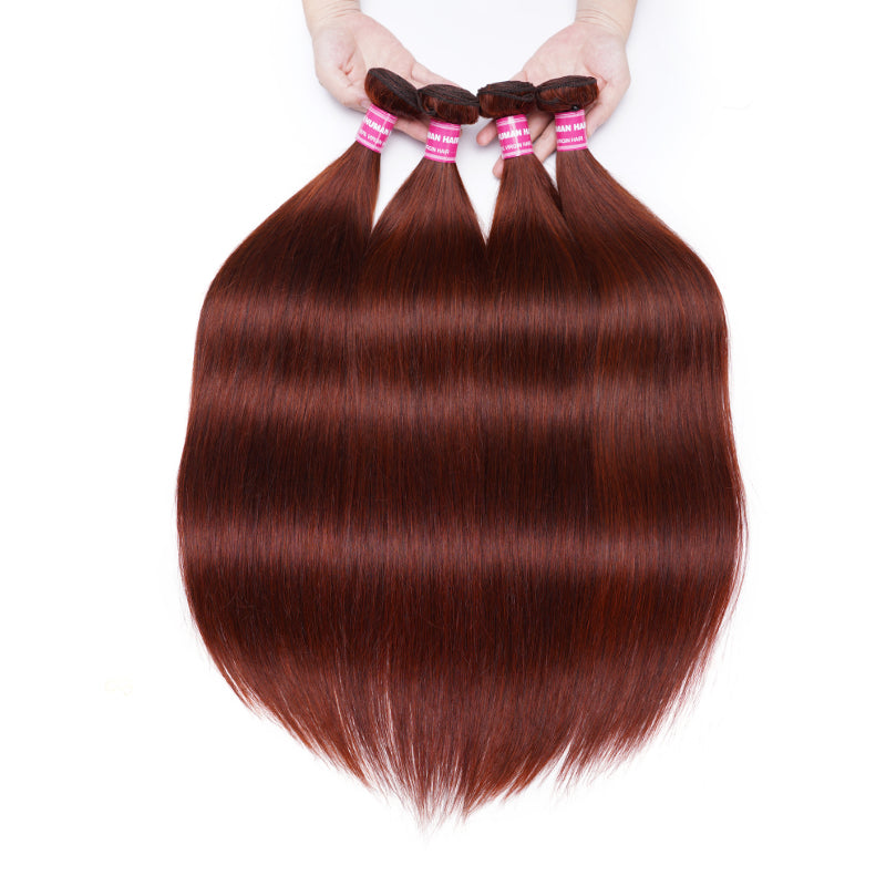 Sunber Hair Reddish Brown Straight 4 Bundles 100% Human Hair Bundle Deals
