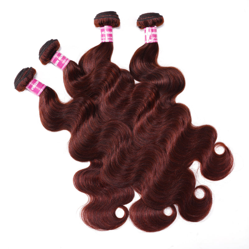 Sunber Hair Reddish Brown Body Wave 4 Bundles 100% Human Hair Bundle Deals