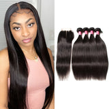 Sunber Virgin Peruvian Hair Straight Hair 4 Bundles With 4*4 Lace Closure, Hotsale Peruvian Hair Weaves