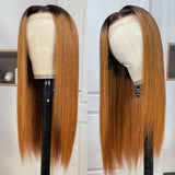 Sunber Ombre Light Auburn Straight 5x5 HD Lace Closure Wig With Pre-Plucked Hairline
