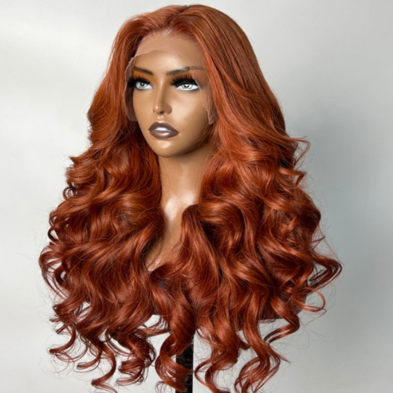 BOGO Sunber Copper Brown Body Wave 13x4 Lace Front Wigs  Pre-Plucked With Babyhair