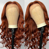 Flash Sale Sunber Copper Brown Body Wave 13x4 Lace Front Wigs  Pre-Plucked With Babyhair