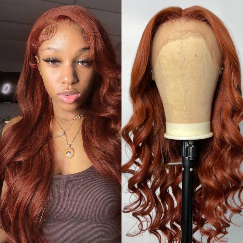50% OFF Sunber Copper Brown Body Wave 13x4 Lace Front Wigs  Pre-Plucked With Babyhair