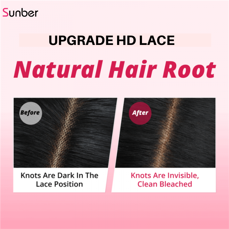 Sunber 13x4 HD Lace Wigs Human Hair Silk Straight Human Hair Wigs Natural Black Color 150% 180% Density