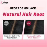 Sunber Body Wave 13x4 HD Invisible Transparent Lace Front Human Hair Wigs Bleached Knots 150% Density