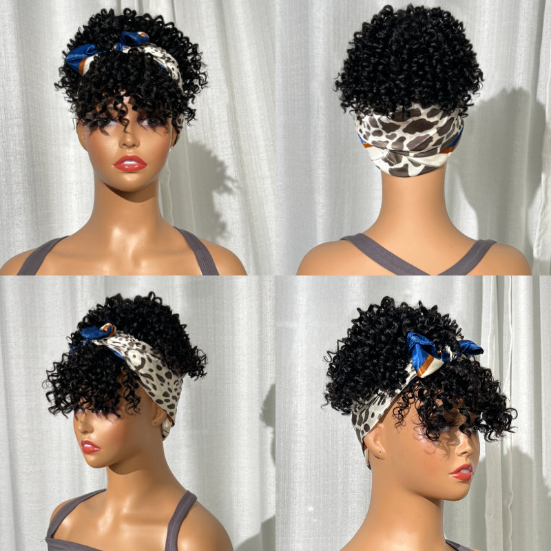 Sunber Drawstring Jerry Curly Ponytail With Bangs