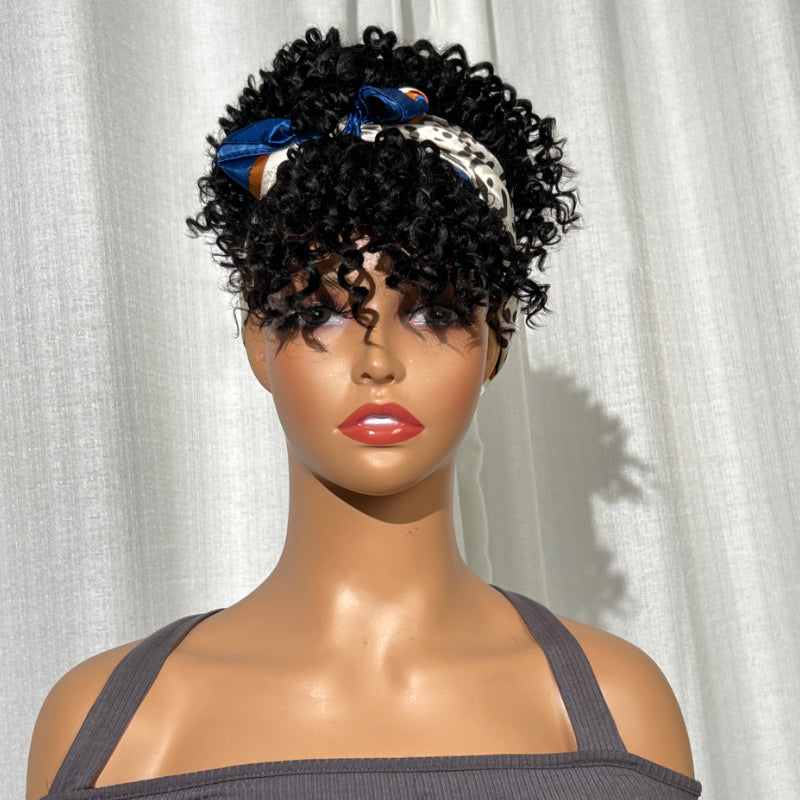 Sunber Drawstring Jerry Curly Ponytail With Bangs