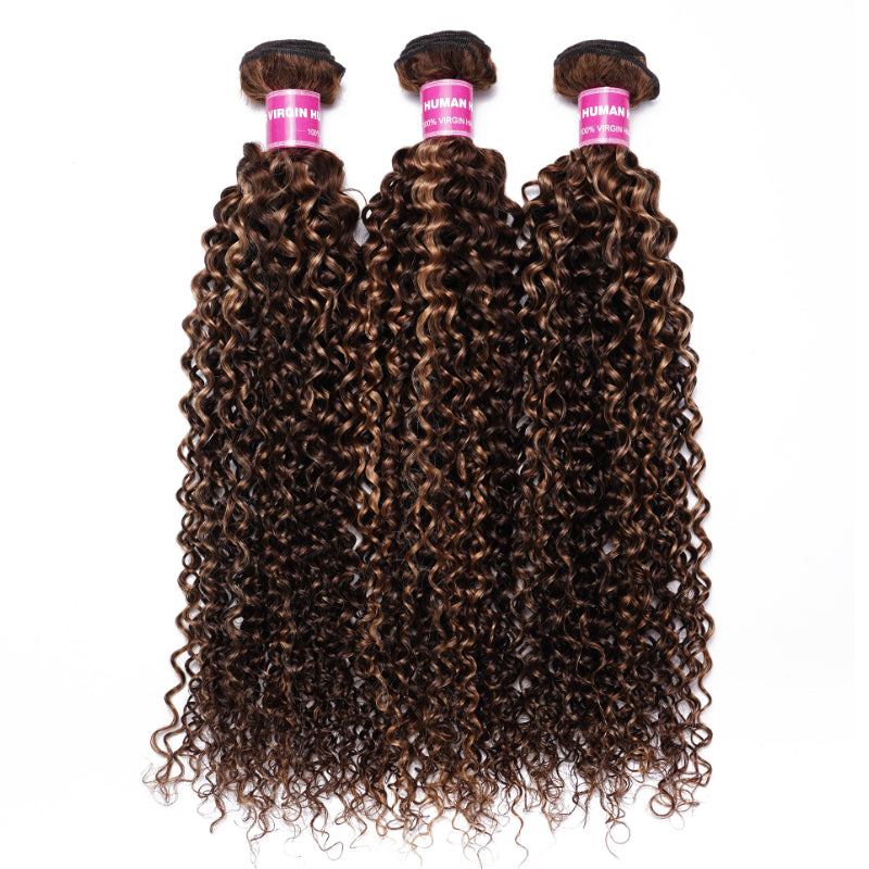Sunber Ombre Blonde Highlight Curly 3 Bundles On Sale-10-26 Inch & 100% Human Hair
