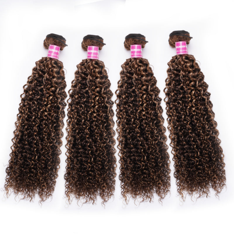 Sunber Hair Honey Blonde Highlight Piano Color Human Virgin Hair 4 Bundles Jerry Curly Wave Hair