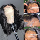 Sunber Short Bob T Middle Part Lace Front Wigs Easy Wear & Go Glueless Virgin Human Hair Wigs