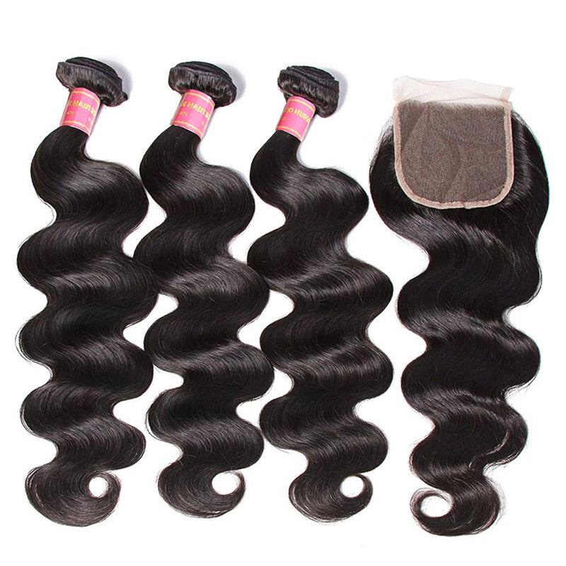 Brazilian Body Wave 3 Bundles With Closure, Deals on Bundles of Brazilian Virgin Hair Weave - Sunberhair