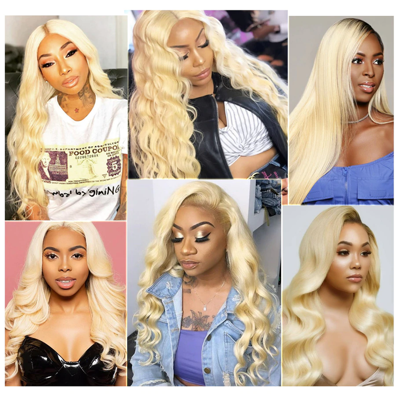 Sunber Hair 3 Bundles 613 Blonde Body Wave Human Hair Weaves With 4X4 Lace Closure