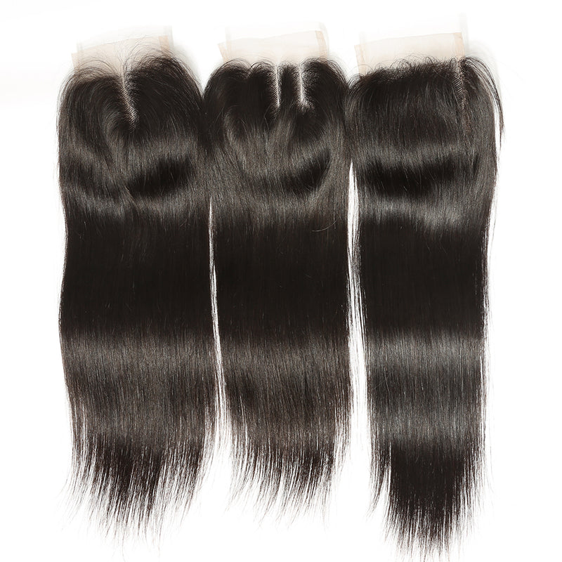 4*4 Lace Closures Straight Hair, Peruvian/Malaysian/Brazilian Hair, Three/Middle/Free Part Closure - Sunberhair