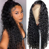 Sunber 9A Grade Water Wave Lace Front Human Hair Wigs Brazilian Natural Black Color 130% 150% Density Lace Frontal Wig