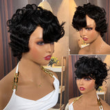 Flash Sale Sunber Glueless Curly Short Bob Wig With Bangs No Lace Human Hair Wigs
