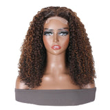 Sunber Jerry Curl Mix Brown Copper Red Color Lace Part Wig Human Hair
