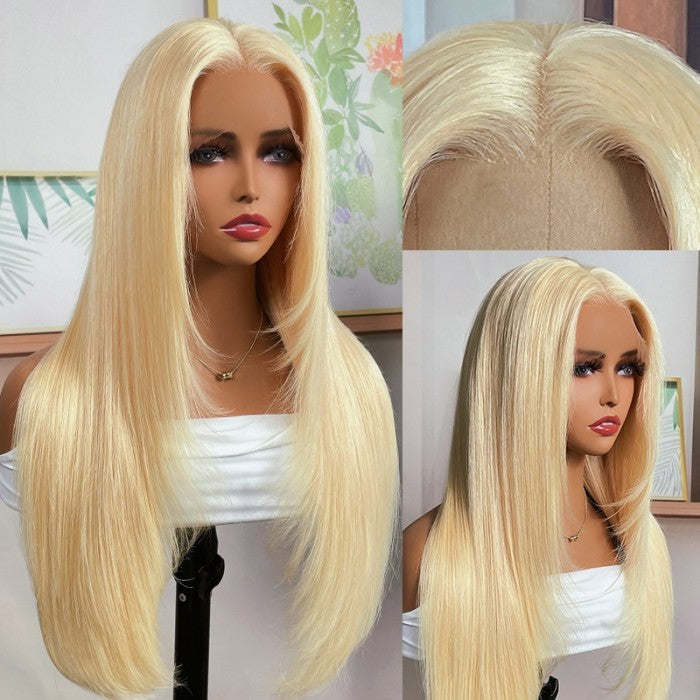 Sunber Layered Haircut 613 Blonde 13x4 Lace Front Wig Silky Straight Human Hair Wig