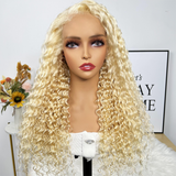 Clearance Sale Sunber 613 Blonde Deep Wave Wavy 13x4 Lace Front Wig Real Human Hair Flash Sale