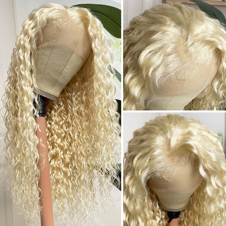 Flash Sale Sunber 613 Blonde Water Wave 13x4 Lace Front Wig With Baby Hair