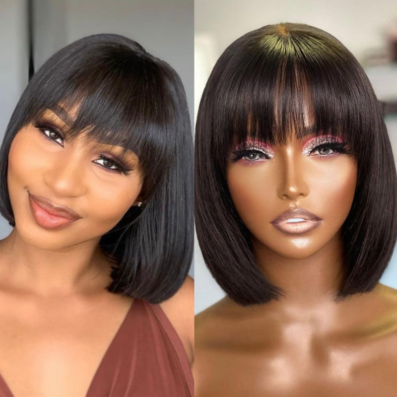 Flash Sale Sunber Short Bob Straight Hair Wig With Bang Human Hair Wig