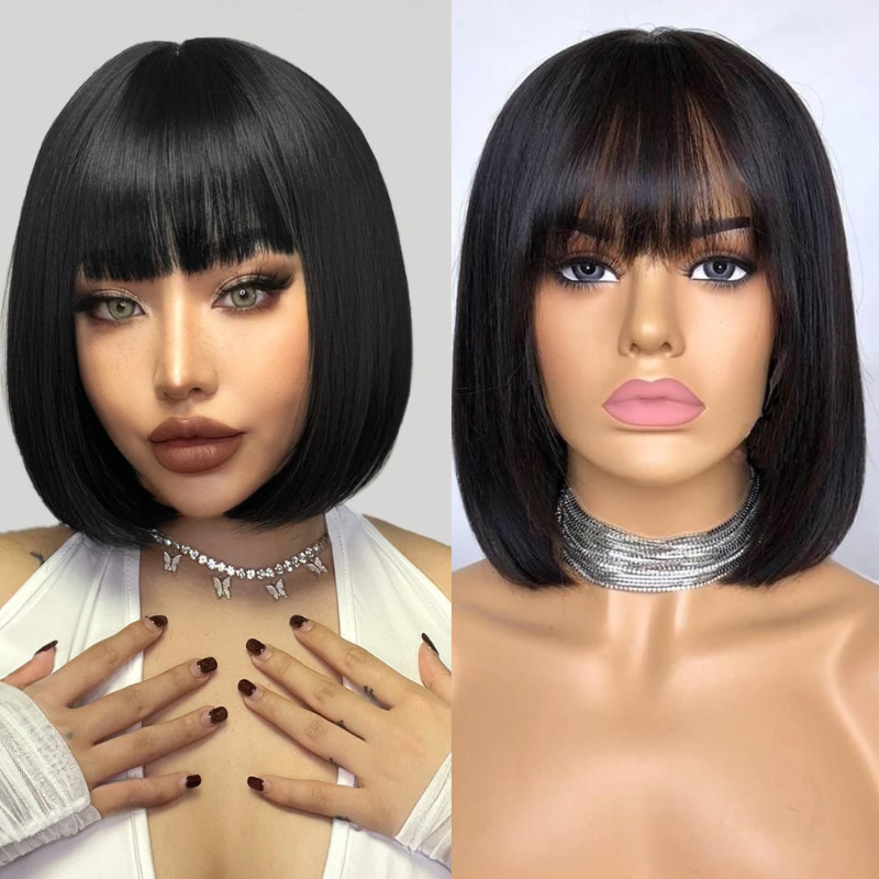 Flash Sale Sunber Short Bob Straight Hair Wig With Bang Human Hair Wig