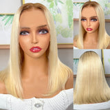 【180% Density】Flash Sale Sunber Blonde 13x4 Lace Front Straight Bob Wig With Dark Roots