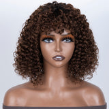 sunber short curly bob wig with bangs