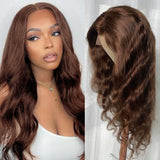 Sunber Chocolate Brown 13x4 Lace Front Human Hair Wigs for Black Women Pre Plucked with Baby Hair
