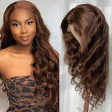 Sunber Chocolate Brown 13x4 Lace Front Human Hair Wigs for Black Women Pre Plucked with Baby Hair