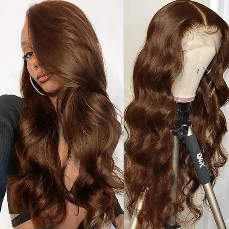 Sunber Chocolate Brown 13x4 Lace Front Human Hair Wigs for Black Women Pre Plucked with Baby Hair