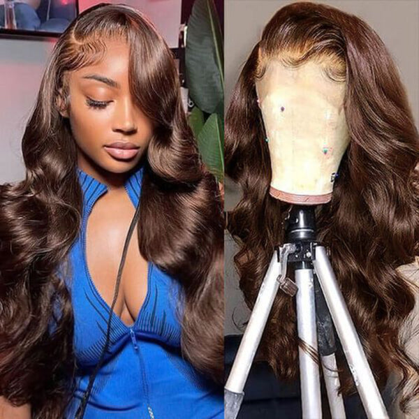 Sunber Chocolate Brown 13x4 Lace Front Human Hair Wigs for Black Women Pre Plucked with Baby Hair