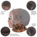 Sunber Brown Highlight Wavy Side Part Bob 13x4 Lace Front Wig With Caramel Highlights