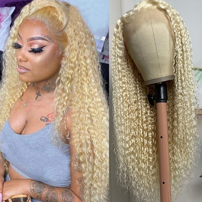 Flash Sale Sunber 613 Blonde Jerry Curly 13x4 Lace Front Wig Human Hair Pre-Plucked With Baby Hair