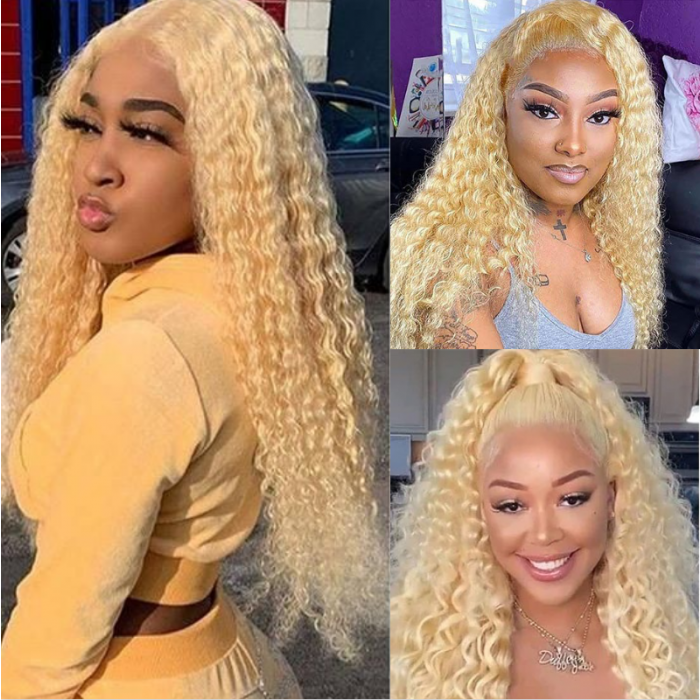 Flash Sale Sunber 613 Blonde Jerry Curly 13x4 Lace Front Wig Human Hair Pre-Plucked With Baby Hair