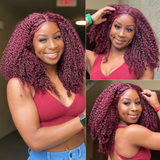 Flash Sale Sunber Burgundy Red 99J 13x4 Lace Front Jerry Curly Wig Real Human Hair For Women