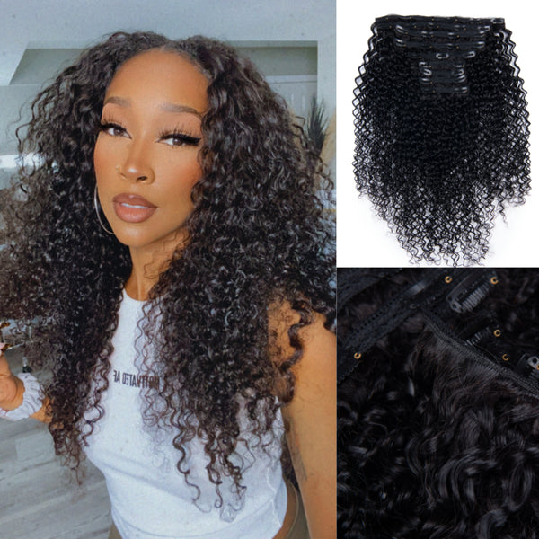 Sunber 9pcs Clip-in Curly Hair Extensions Soft & Natural Real Human Hair