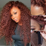 BOGO Sunber Pre-Cut Lace Reddish Brown Curly Quick & Easy Installation Glueless Wigs