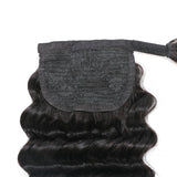 Sunber Deep Wave Ponytail Human Hair Extensions Wrap Around with Clips In