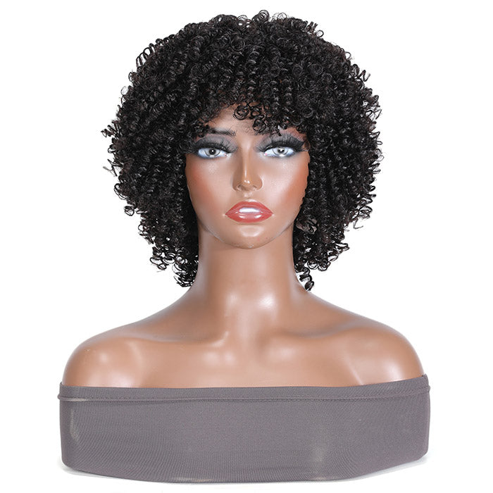 Sunber Affordable Glueless Short Afro Curly Black Machine Made Wig