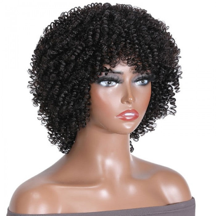 Sunber Affordable Glueless Short Afro Curly Black Machine Made Wig