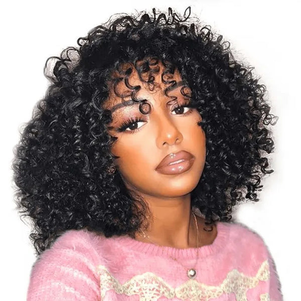 Sunber Affordable Glueless Short Afro Curly Black Machine Made Wig