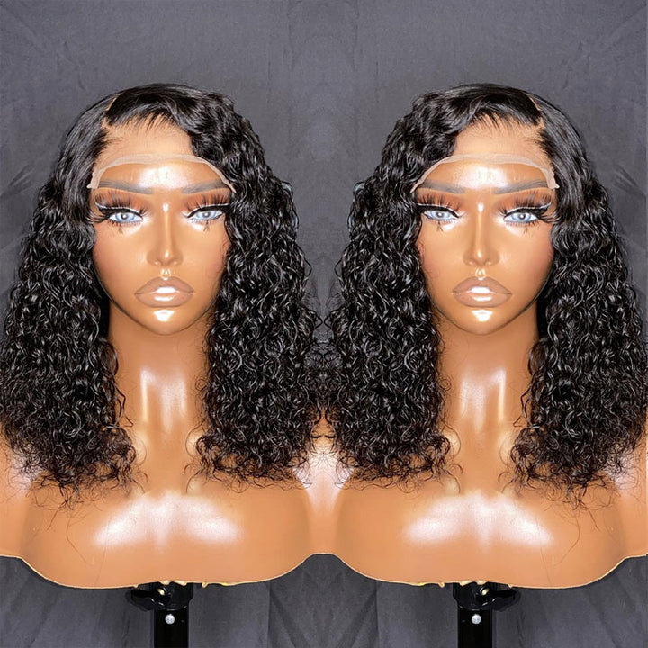 Sunber Wet And Wavy 5x5 HD Lace Closure Wig Short Bob Water Wave Human Hair Wig